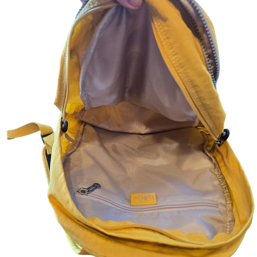 Kipling Mustard Yellow Nylon Backpack with Monkey Charm - Picture 8 of 15